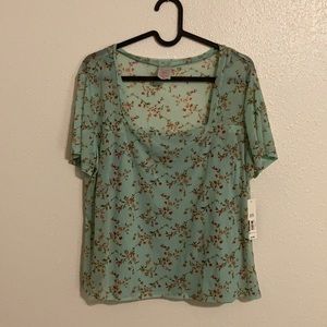 NWT No Boundaries Mint Green Mesh Floral Shirt